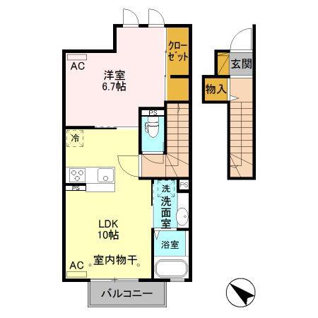 エスペランサ III(1LDK/2階)の間取り写真