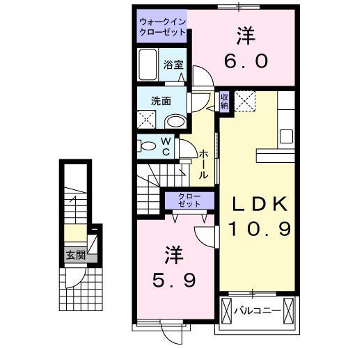 グリーンシトラス(2LDK/2階)の間取り写真