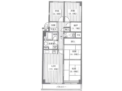 ファミール浜園(4LDK/14階)の間取り写真