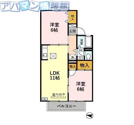 グランシャリオ結(2LDK/1階)の間取り写真