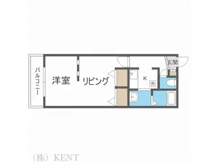 ゼスティ医大前(1LDK/3階)の間取り写真