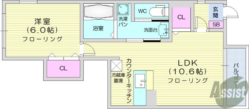 グレース・ガーデンⅡ(1LDK/1階)の間取り写真