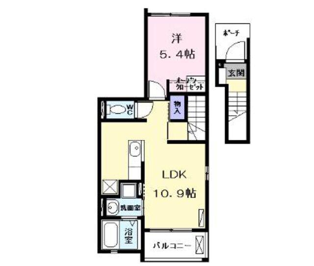 コズミックプレイス(1LDK/2階)の間取り写真