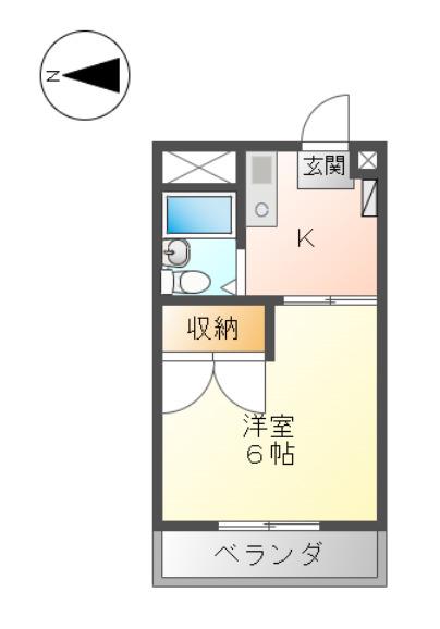 シティハイツ名城I(1K/3階)の間取り写真