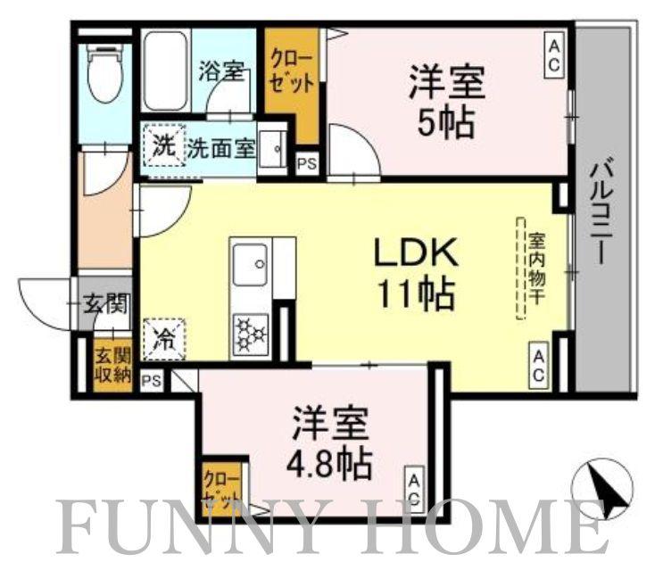 セレスティア桜上水(2LDK/2階)の間取り写真
