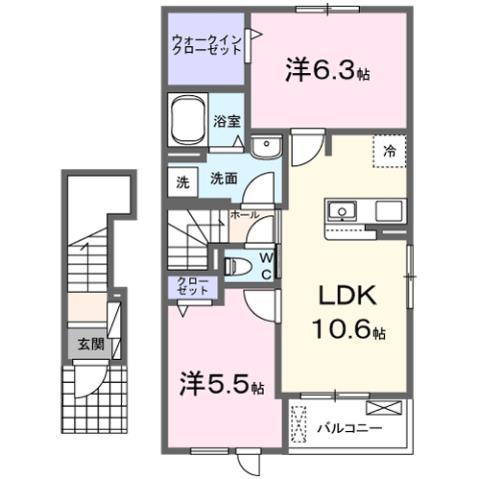 ブレッザ フィールド B(2LDK/2階)の間取り写真
