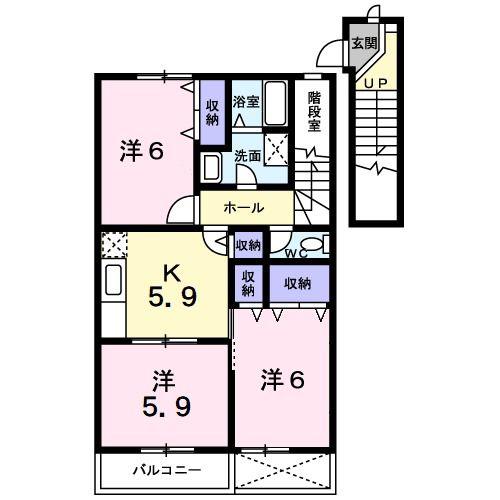 シャルマン B(3K/2階)の間取り写真