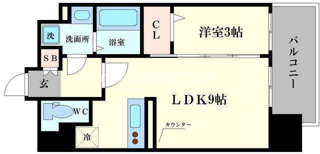 LC難波南II(1LDK/10階)の間取り写真