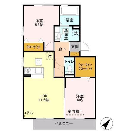 ファミールフラッツ若葉町(2LDK/1階)の間取り写真
