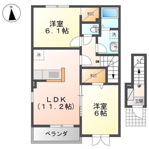 ブライト・ユー(2LDK/2階)の間取り写真