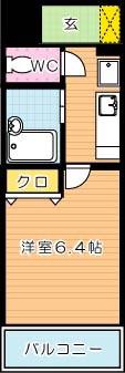 ライオンズマンション三萩野駅前(1K/2階)の間取り写真