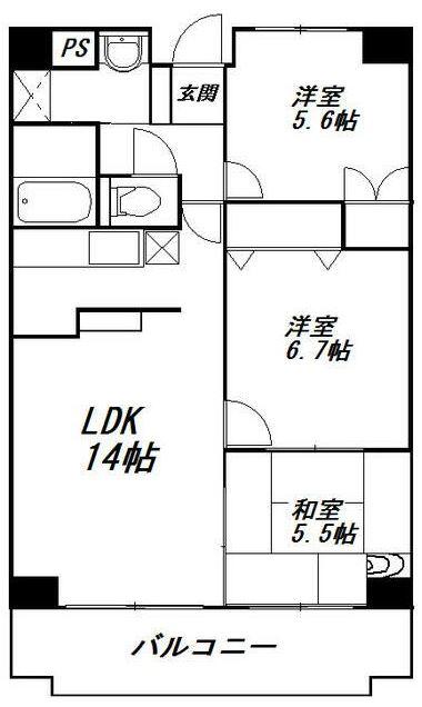 アトラクトマンショントムロ(3LDK/4階)の間取り写真