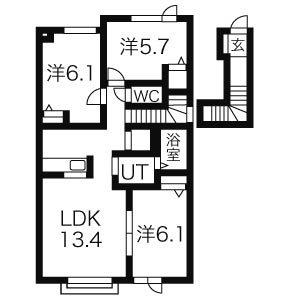 シャーメゾンアムールII(3LDK/2階)の間取り写真