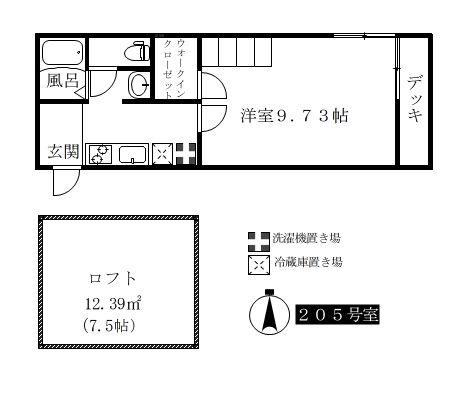 フィオーレ北千住(1K/2階)の間取り写真