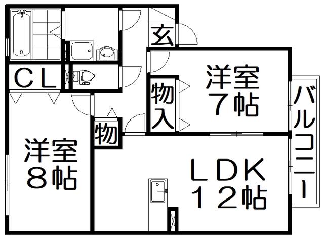 エストコリーヌ II番館(2LDK/2階)の間取り写真