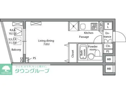 レジディア神田岩本町(ワンルーム/3階)の間取り写真