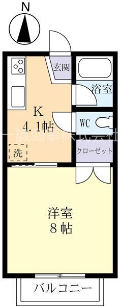 プラムハイツA(1K/2階)の間取り写真