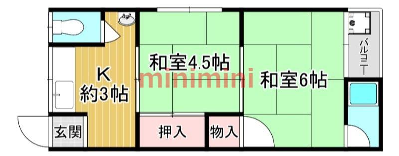 蔵垣内ネオ文化(2K/2階)の間取り写真