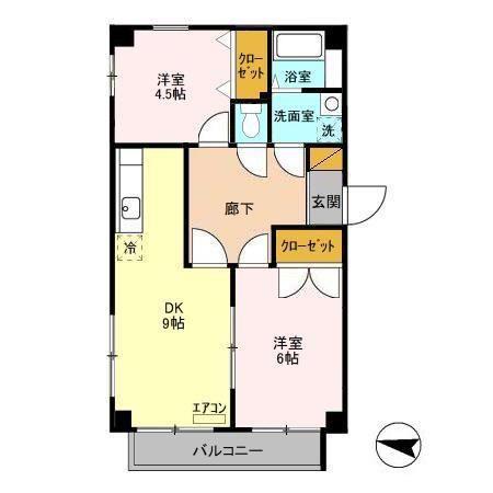 第5フェニックス(2DK/4階)の間取り写真