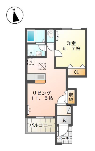 ブリーゼ(1LDK/1階)の間取り写真