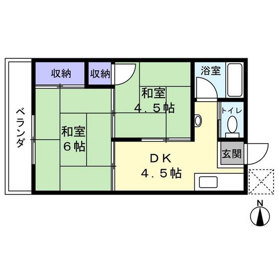 宗名荘(2DK/2階)の間取り写真