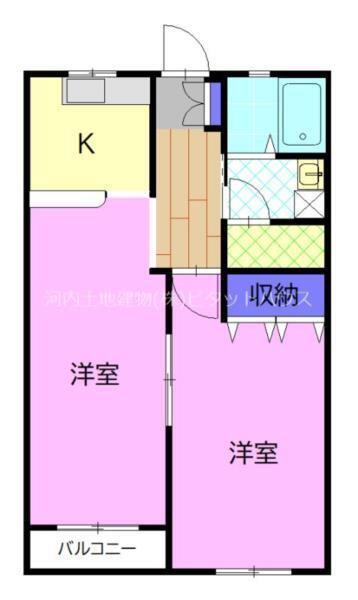 泉が丘地神コーポ(2K/2階)の間取り写真
