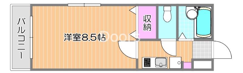 FLAT LEAVES学南町(1K/2階)の間取り写真