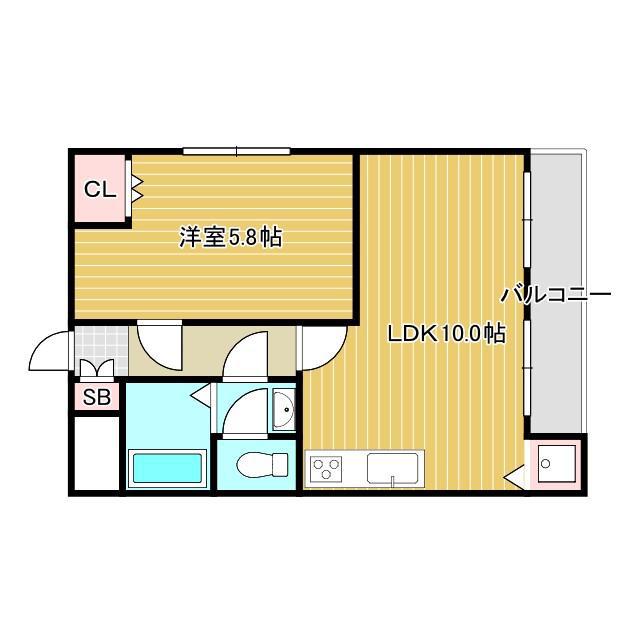 ループ千里丘(1LDK/3階)の間取り写真