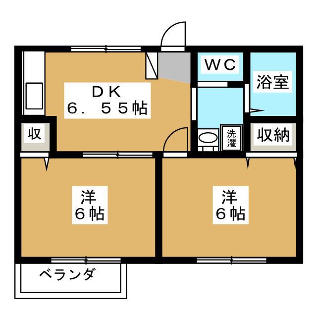 グリーンハイツ2(2DK/2階)の間取り写真
