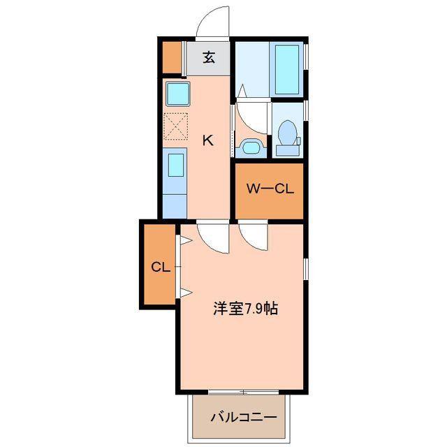 グロリア弐番館(1K/1階)の間取り写真