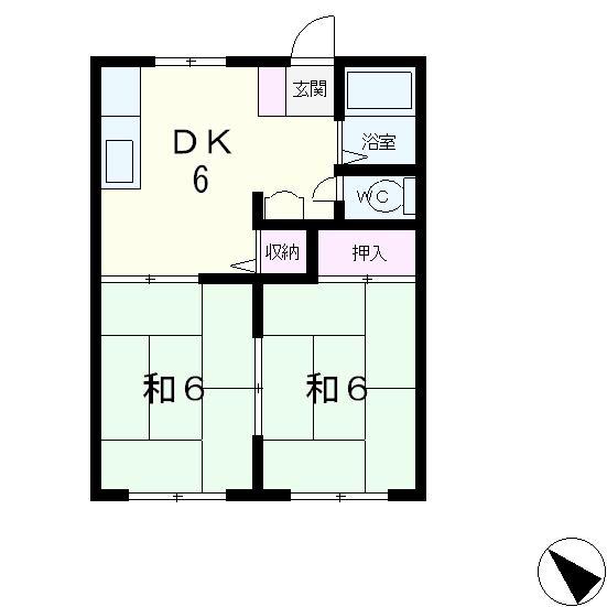 サンシティ田中(2DK/2階)の間取り写真