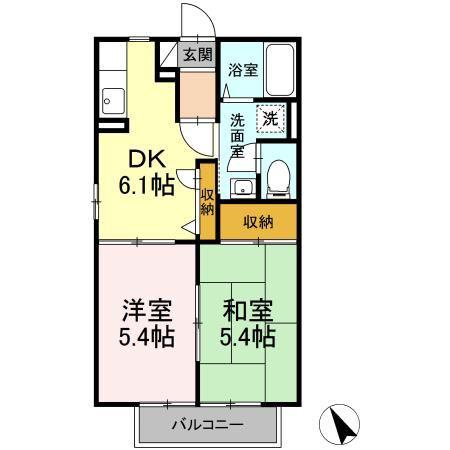 ガーデンコートA(2DK/1階)の間取り写真