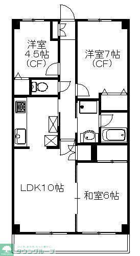 オークハウス(3LDK/4階)の間取り写真