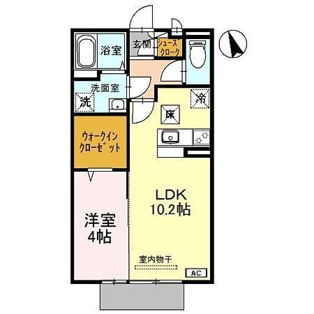D-ROOM MALDA A棟(1LDK/1階)の間取り写真