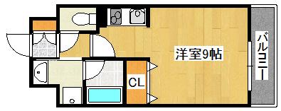 メゾン田中(1K/9階)の間取り写真