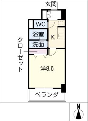 レジディア高岳(1K/7階)の間取り写真