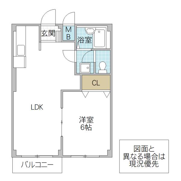エルディム七福B(1LDK/2階)の間取り写真