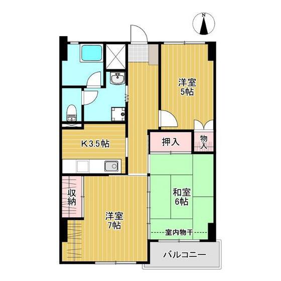 朝日ハイツ(3K/2階)の間取り写真
