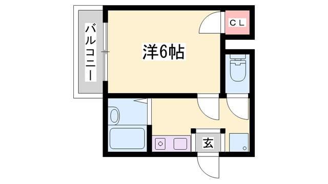 コヤマハイツ伊保(1K/2階)の間取り写真
