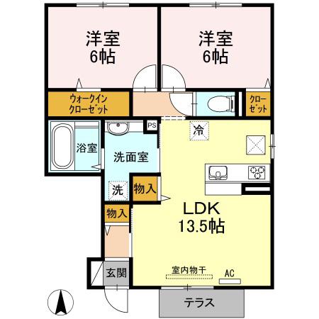 セント レイ(2LDK/1階)の間取り写真
