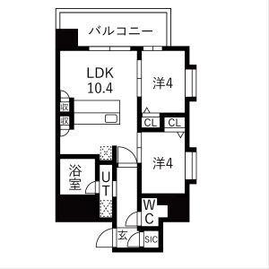 スプランディッド玉造(2LDK/8階)の間取り写真