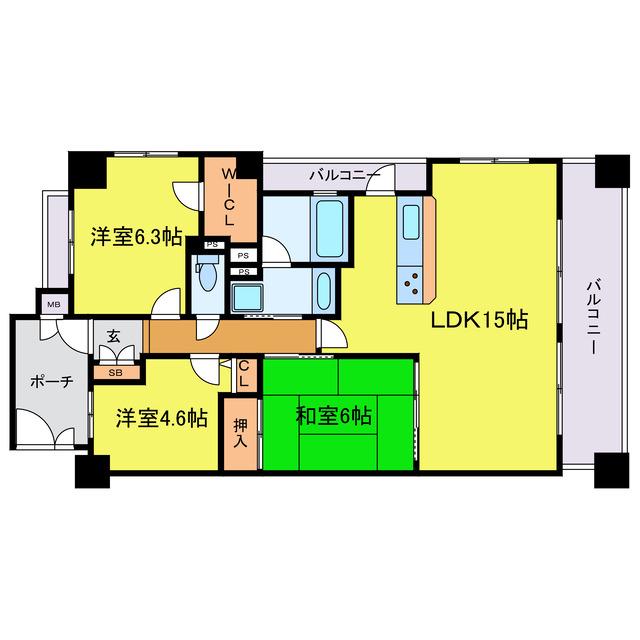ラフィーナ野田阪神(3LDK/11階)の間取り写真