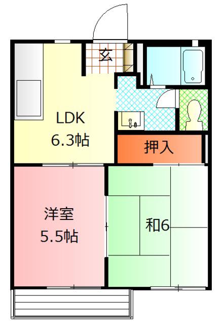 第5フォーブル(2DK/2階)の間取り写真