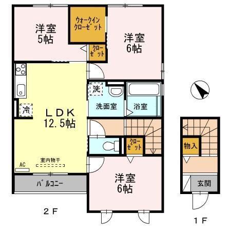 クレール今泉A(3LDK/2階)の間取り写真
