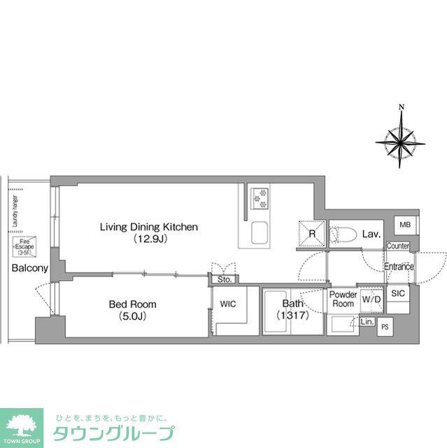 コンフォリア・リヴ永福町(1LDK/1階)の間取り写真