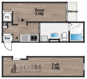 Y&Mアルタイル加納(ワンルーム/2階)の間取り写真