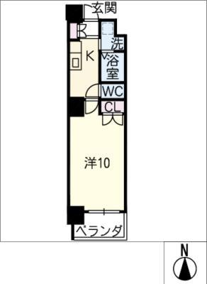 ディアコート八事(1K/2階)の間取り写真