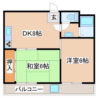 ダイバーシティ神戸長田A棟(2DK/4階)の間取り写真
