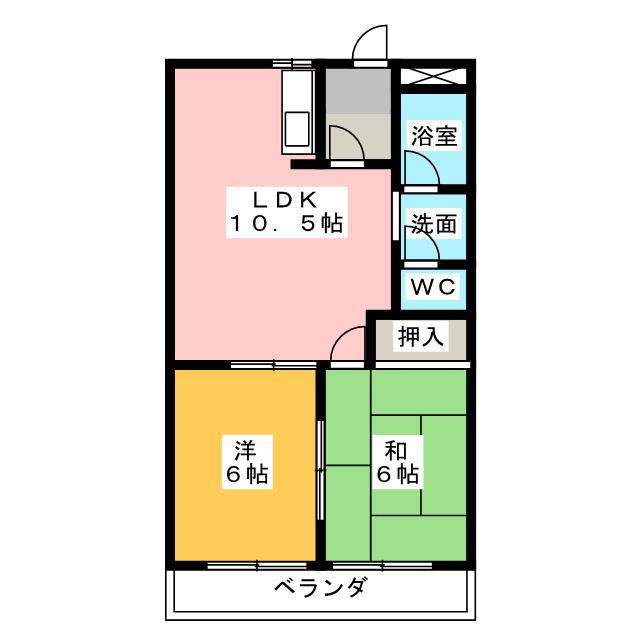ロイヤルステージ桜橋(2LDK/1階)の間取り写真