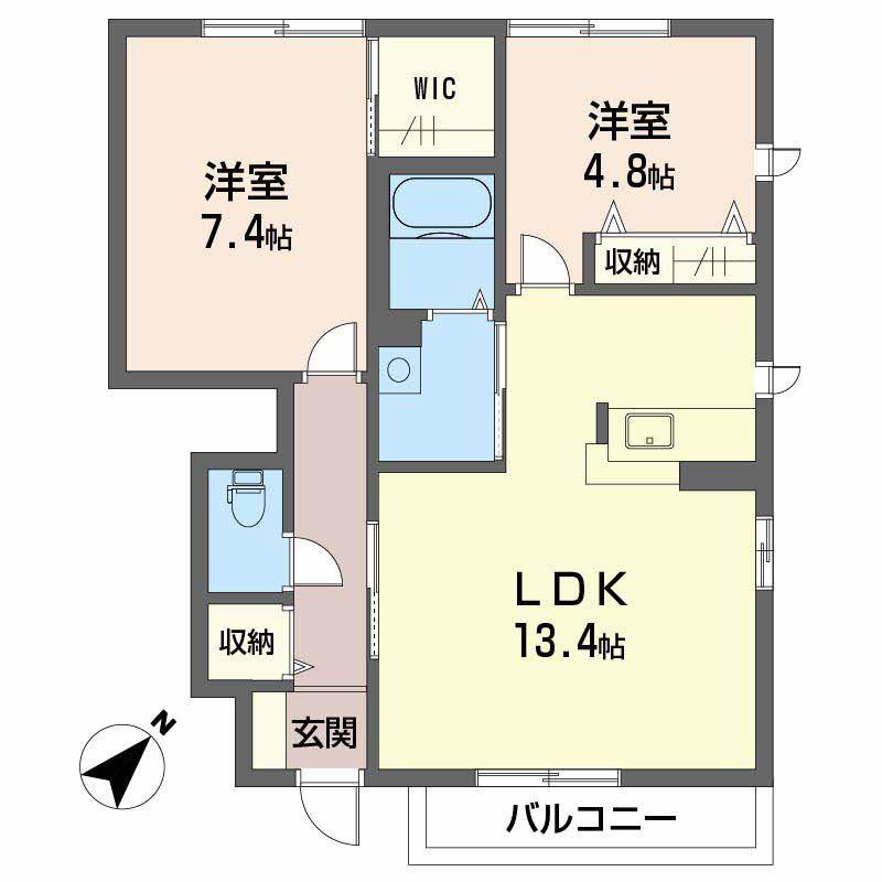 シャーメゾン常盤 A(2LDK/1階)の間取り写真